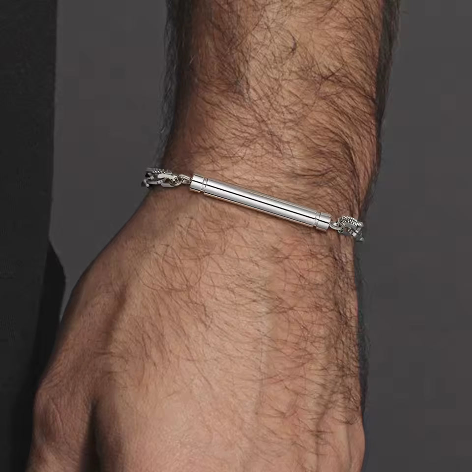 Bracelet funéraire argenté